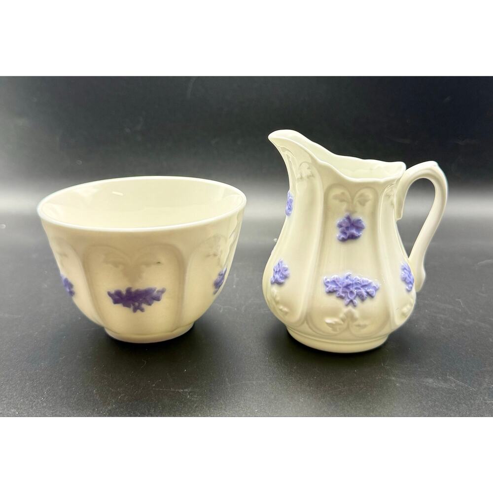 Vintage Adderley Blue Chelsea Creamer Sugar Bowl Set Pristine Display Only